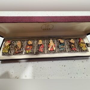 Rare Snow White Antique Chinese Silver Filagree and Bone Bracelet